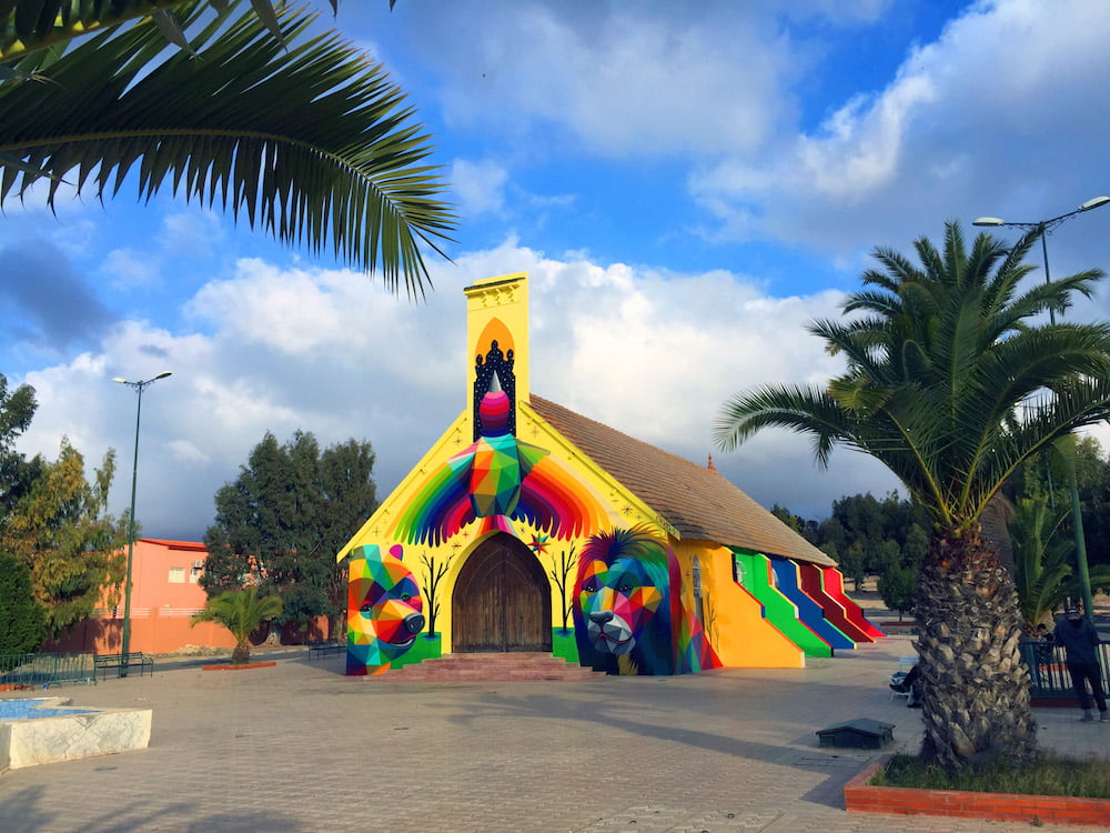 11 Mirages to Freedom: Moroccan church turned into vibrant geometric murals by Okuda San Miguel 