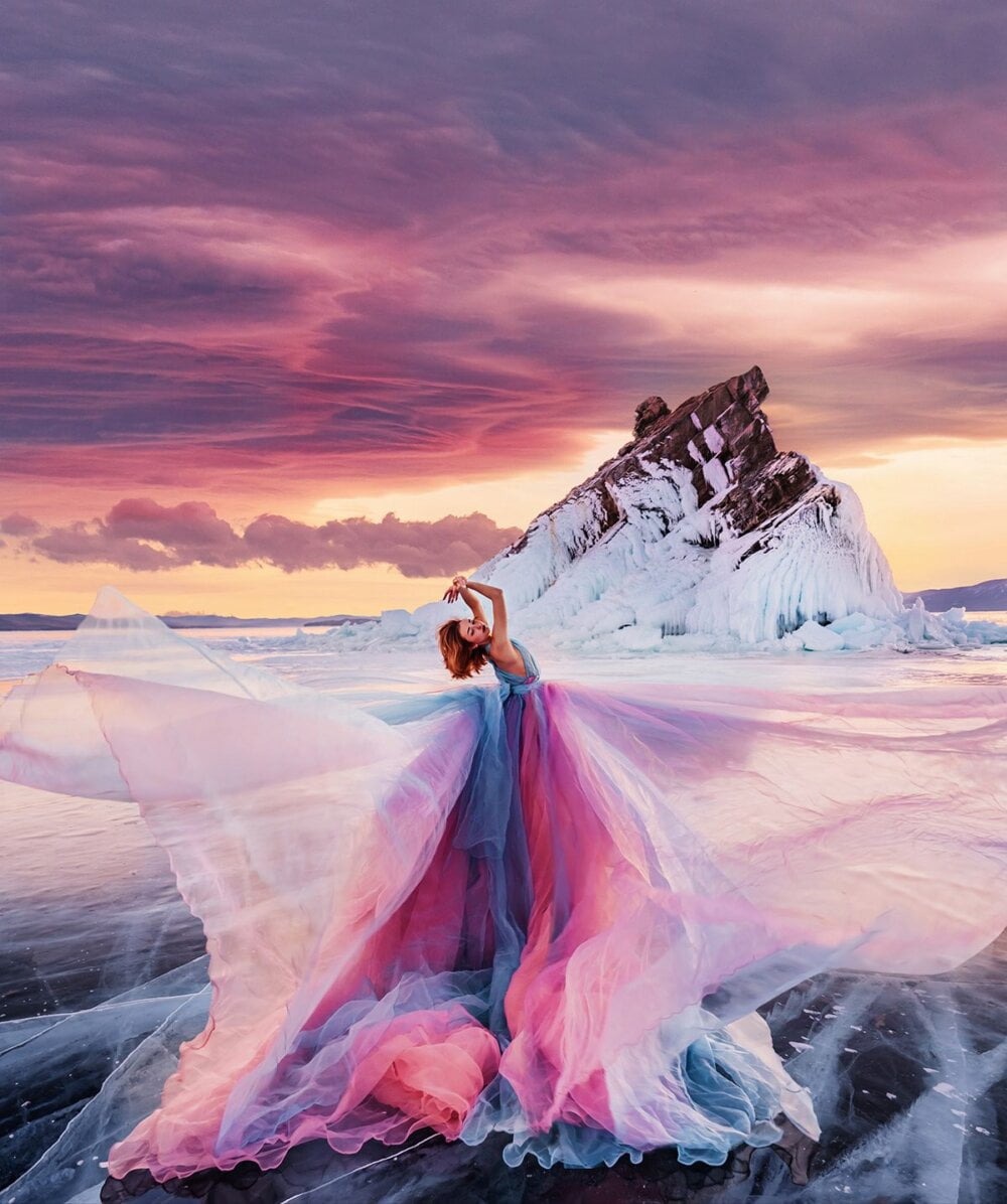 Baikal Fairytale: superb fashion photography series on the frozen waters of Lake Baikal by Kristina Makeeva