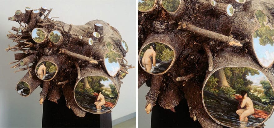 Bucolic Landscapes Painted On The Surfaces Of Cut Tree Trunks By Alison Moritsugu 10