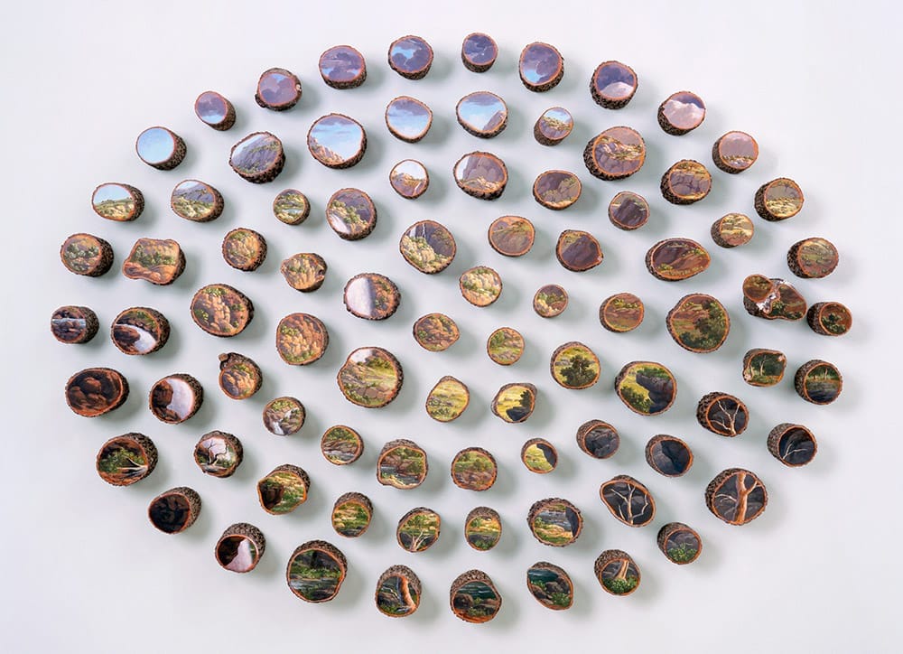 Bucolic Landscapes Painted On The Surfaces Of Cut Tree Trunks By Alison Moritsugu 5
