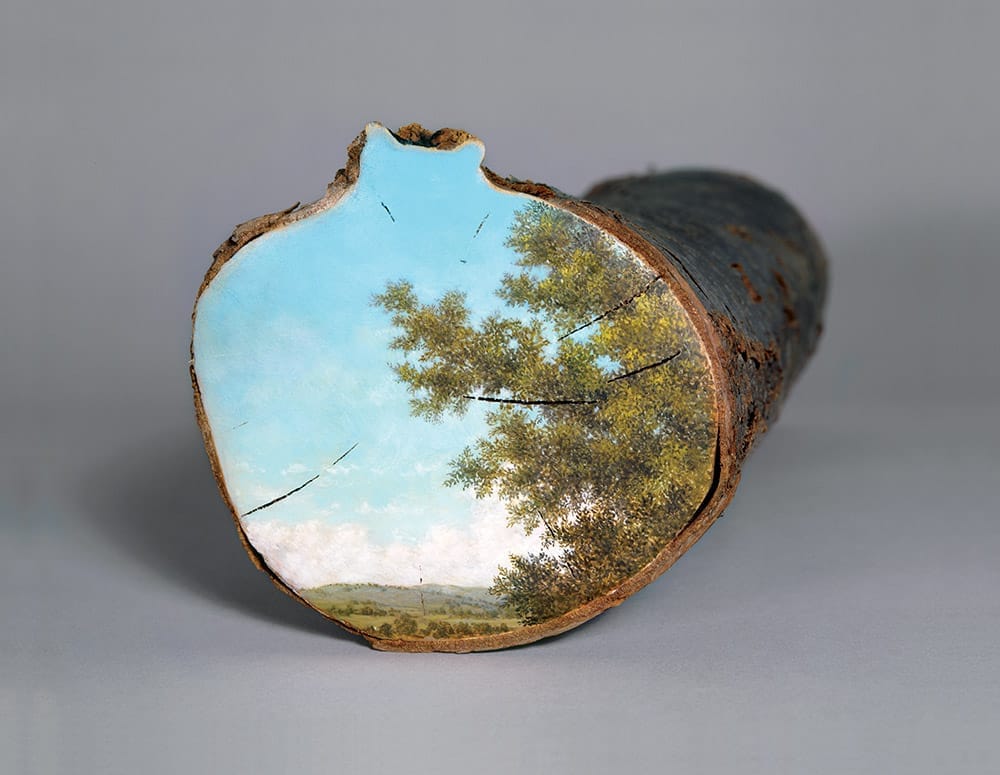 Bucolic Landscapes Painted On The Surfaces Of Cut Tree Trunks By Alison Moritsugu 7