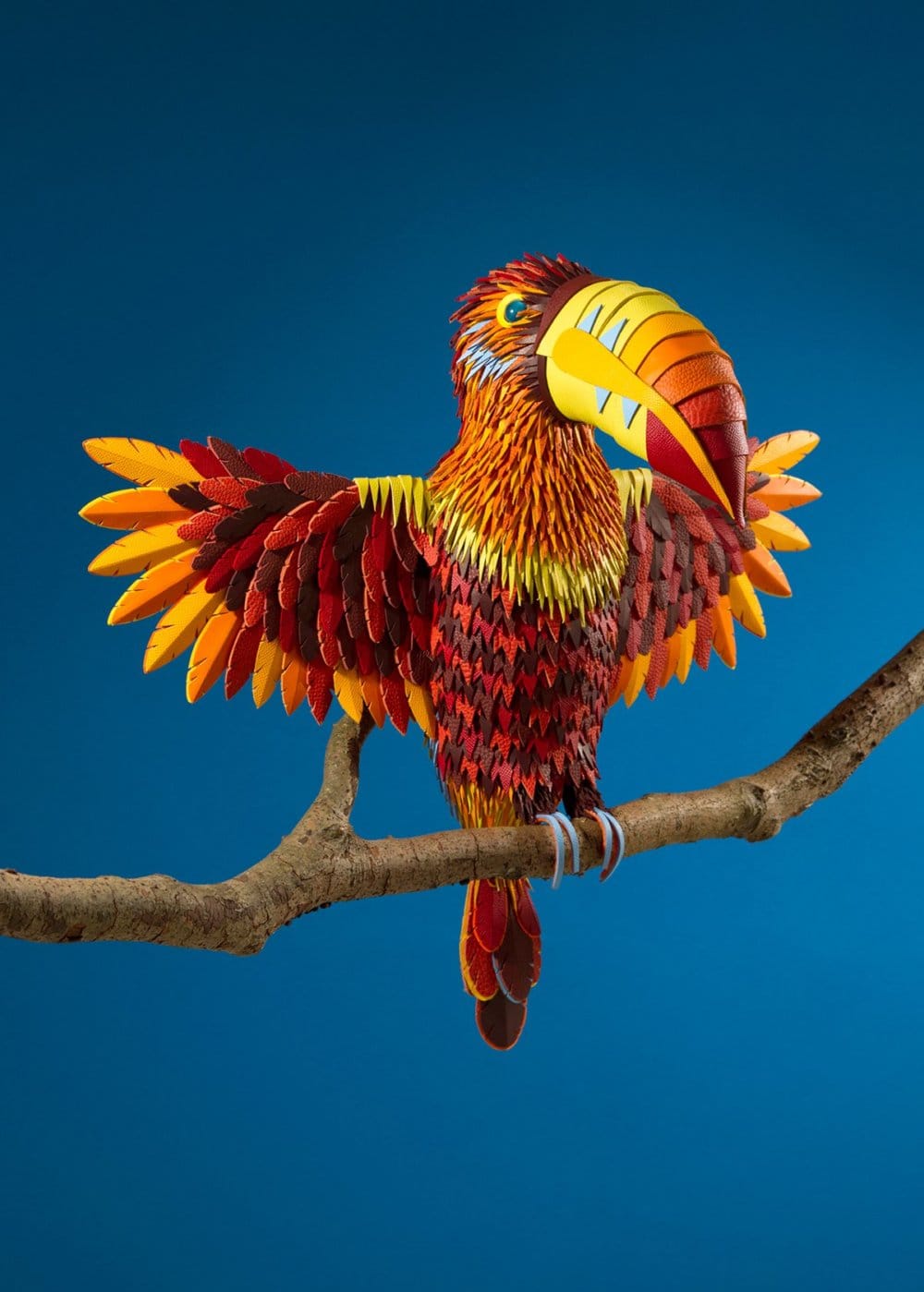 Colorful Sculptures Of Wild Animals Made From Leftover Pieces Of Leather By Lucie Thomas And Thibault Zimmermann 3
