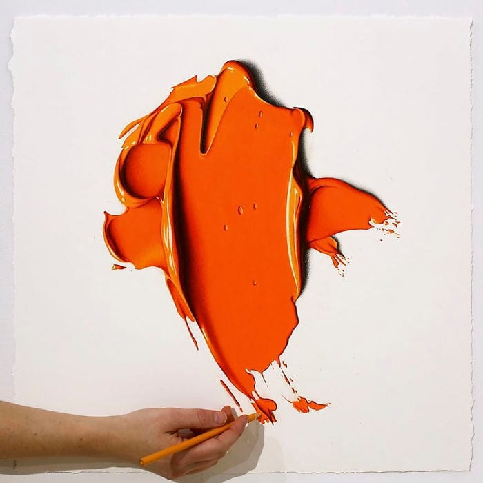 Complimentary Colors Amazingly Hyper Realistic Paint Blob Pencil Drawings By Cj Hendry 8