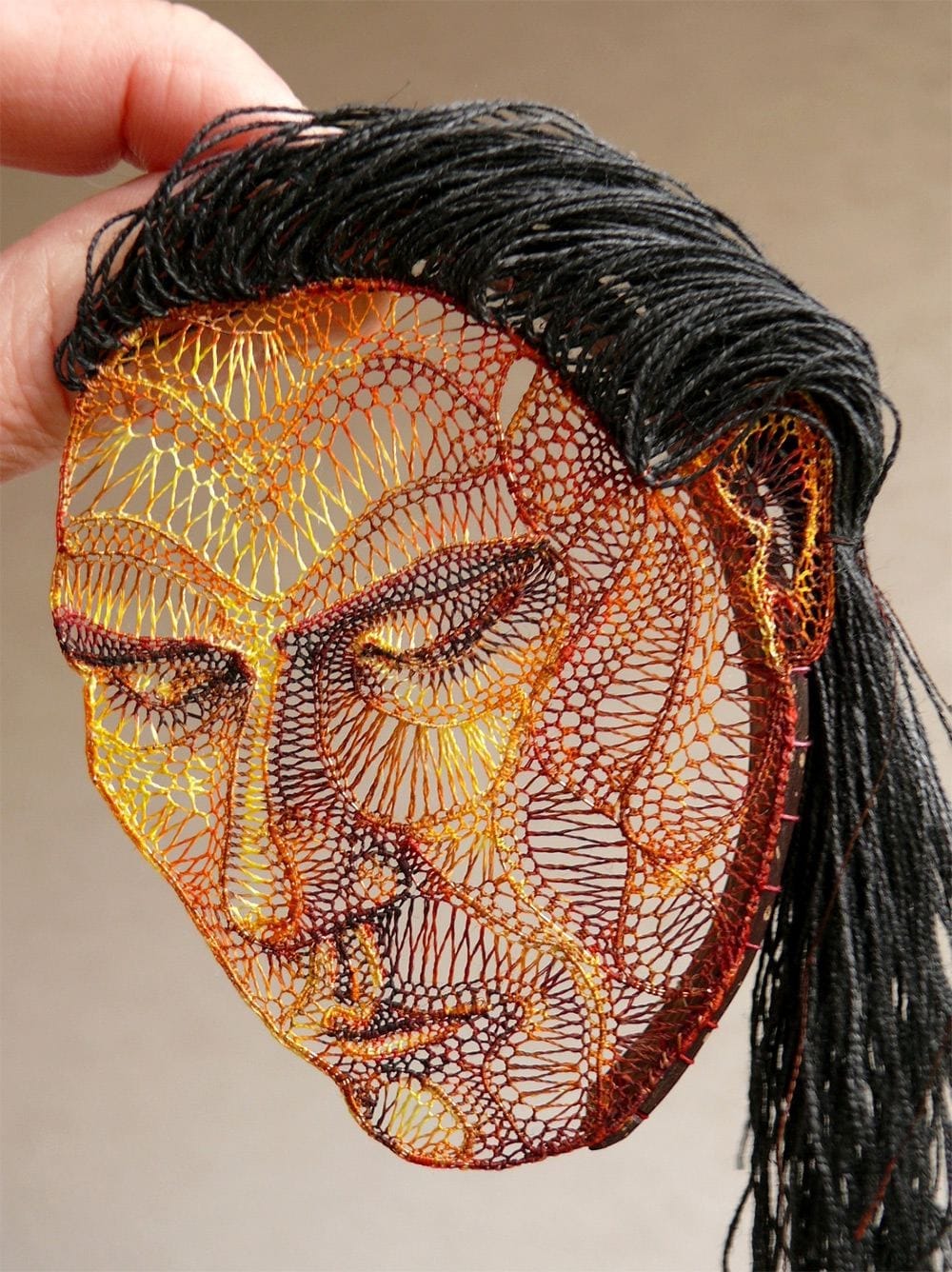 Figure Lace Sculptures Attached To Sticks And Pieces Of Found Wood By Agnes Herczeg 2