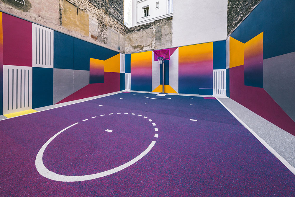 Parisian Basketball Court Amazingly Decorated With The 80s Colorful Aesthetic By Ill Studio Pigalle And Nike 8