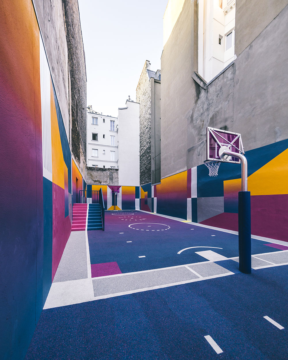 Parisian Basketball Court Amazingly Decorated With The 80s Colorful Aesthetic By Ill Studio Pigalle And Nike 9