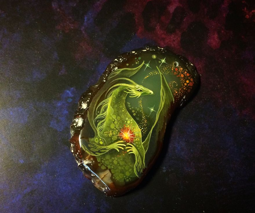 Stunning Paintings Of Dragons And Koi On Wood And Ornamental Stones By Tatiana Verkhovskaya 10