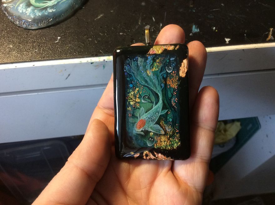 Stunning Paintings Of Dragons And Koi On Wood And Ornamental Stones By Tatiana Verkhovskaya 12