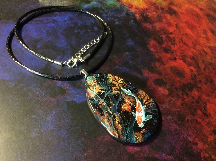 Stunning Paintings Of Dragons And Koi On Wood And Ornamental Stones By Tatiana Verkhovskaya 13