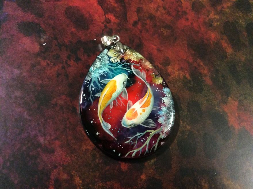 Stunning Paintings Of Dragons And Koi On Wood And Ornamental Stones By Tatiana Verkhovskaya 16