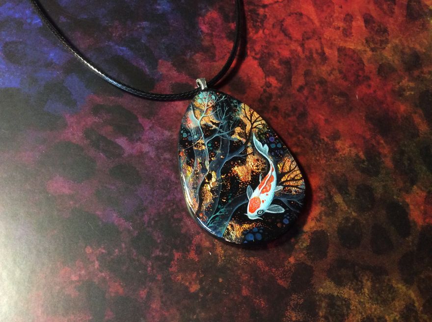 Stunning Paintings Of Dragons And Koi On Wood And Ornamental Stones By Tatiana Verkhovskaya 2