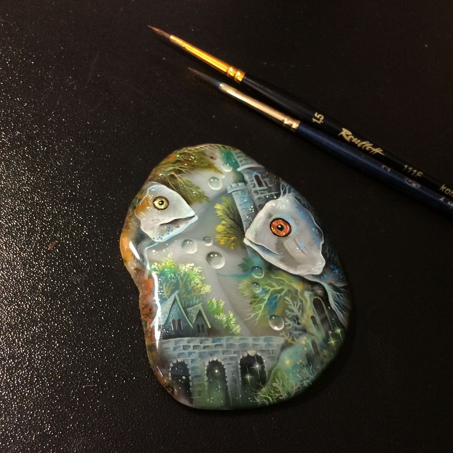 Stunning Paintings Of Dragons And Koi On Wood And Ornamental Stones By Tatiana Verkhovskaya 21