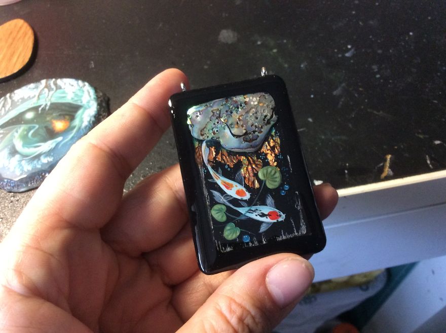 Stunning Paintings Of Dragons And Koi On Wood And Ornamental Stones By Tatiana Verkhovskaya 25