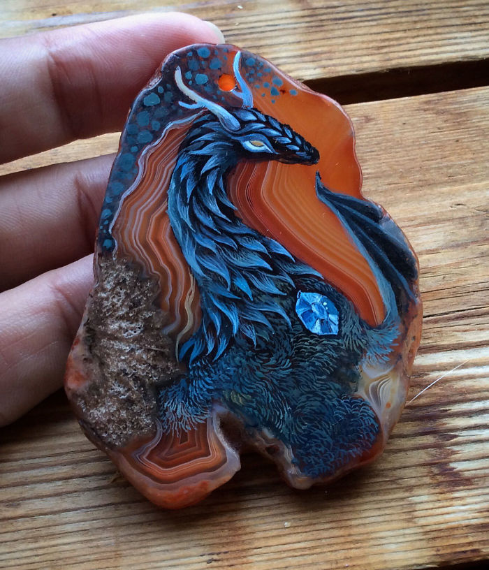 Stunning Paintings Of Dragons And Koi On Wood And Ornamental Stones By Tatiana Verkhovskaya 30