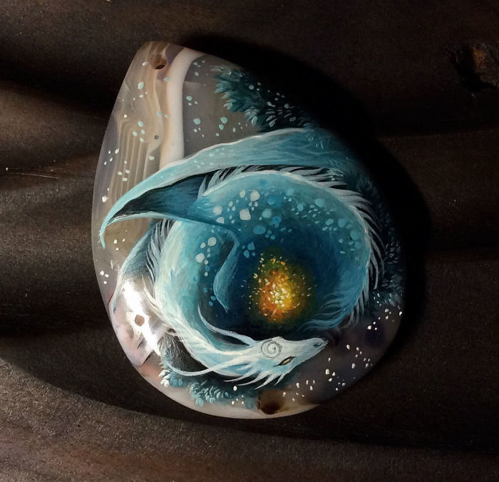 Stunning Paintings Of Dragons And Koi On Wood And Ornamental Stones By Tatiana Verkhovskaya 33