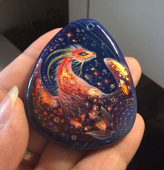 Stunning Paintings Of Dragons And Koi On Wood And Ornamental Stones By Tatiana Verkhovskaya 34