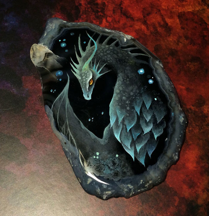 Stunning Paintings Of Dragons And Koi On Wood And Ornamental Stones By Tatiana Verkhovskaya 35