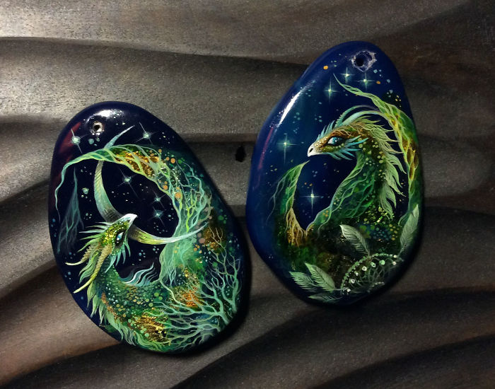 Stunning Paintings Of Dragons And Koi On Wood And Ornamental Stones By Tatiana Verkhovskaya 36