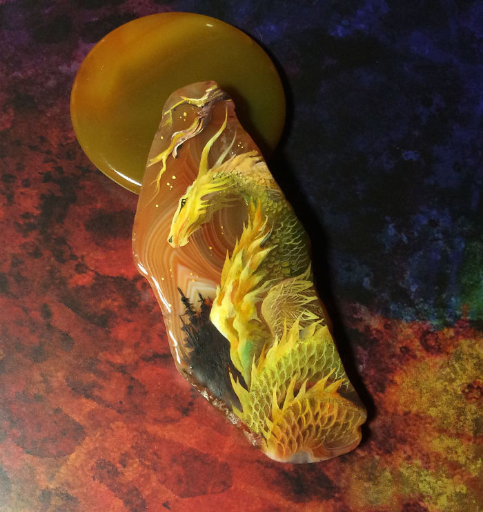 Stunning Paintings Of Dragons And Koi On Wood And Ornamental Stones By Tatiana Verkhovskaya 40