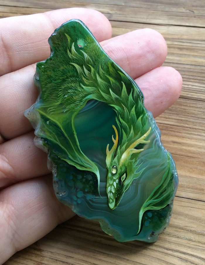 Stunning Paintings Of Dragons And Koi On Wood And Ornamental Stones By Tatiana Verkhovskaya 41