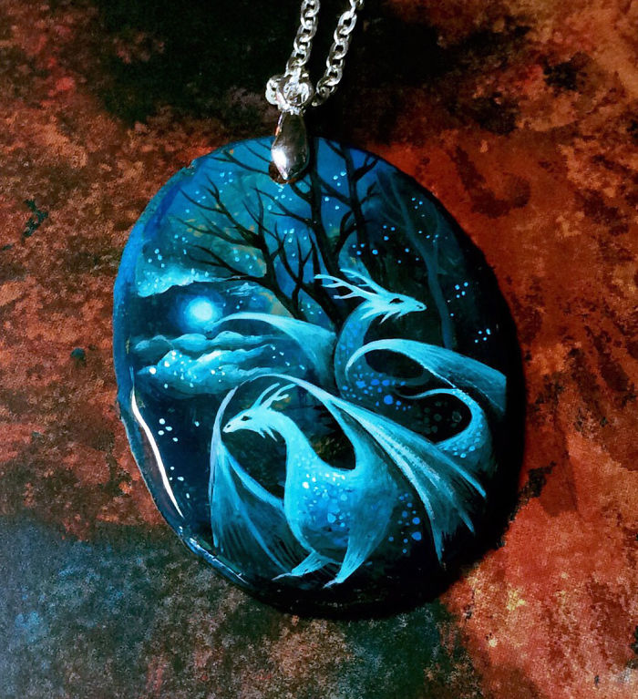 Stunning Paintings Of Dragons And Koi On Wood And Ornamental Stones By Tatiana Verkhovskaya 43