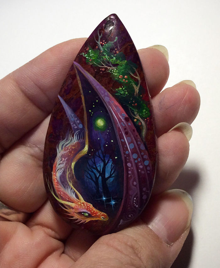 Stunning Paintings Of Dragons And Koi On Wood And Ornamental Stones By Tatiana Verkhovskaya 48