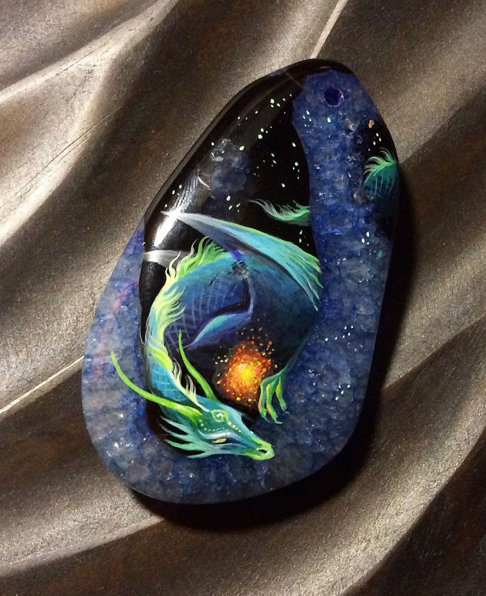 Stunning Paintings Of Dragons And Koi On Wood And Ornamental Stones By Tatiana Verkhovskaya 49