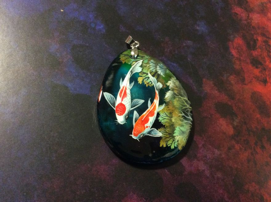 Stunning Paintings Of Dragons And Koi On Wood And Ornamental Stones By Tatiana Verkhovskaya 7