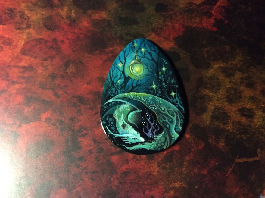 Stunning Paintings Of Dragons And Koi On Wood And Ornamental Stones By Tatiana Verkhovskaya 9