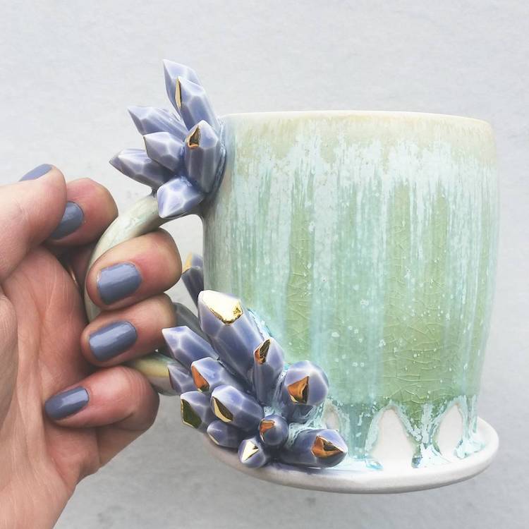 Ceramic Coffee Mugs Beautifully Customized With Crystal Details By Katie Marks 10