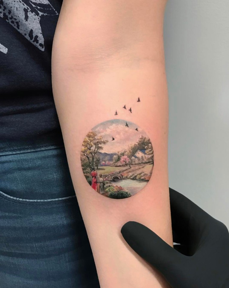 Dazzlingly Beautiful Illustration Tattoos Inside Tiny Circles By Eva Krbdk 36