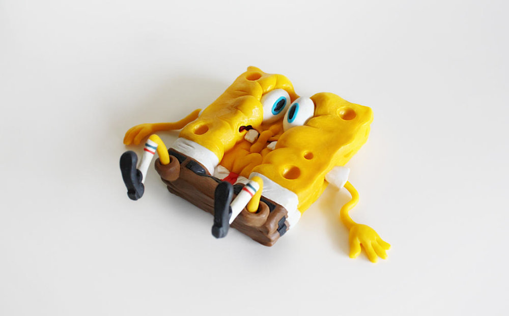 Handmade Polymer Clay Sculptures Of Spongebob By Alex Palazzi And Cecilia Fracchia 3