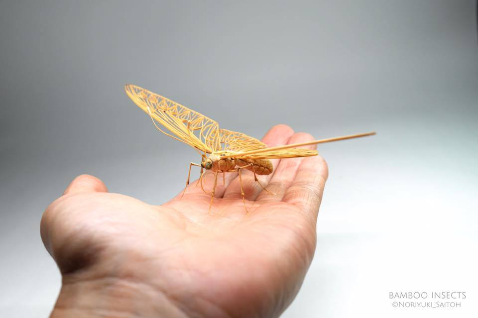 Intricate Life Like Insect Sculptures Made From Bamboo By Noriyuki Saitoh 4