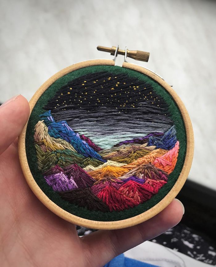Lush Embroidery Hoop Art Of Landscapes In Vivid Colors By Vera Shimunia 11