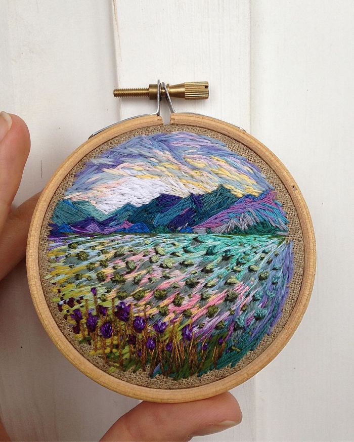 Lush Embroidery Hoop Art Of Landscapes In Vivid Colors By Vera Shimunia 12