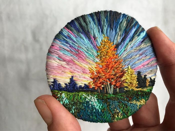 Lush Embroidery Hoop Art Of Landscapes In Vivid Colors By Vera Shimunia 13