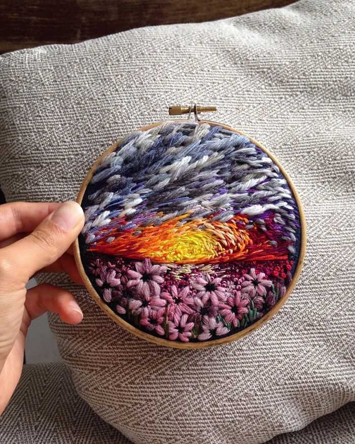 Lush Embroidery Hoop Art Of Landscapes In Vivid Colors By Vera Shimunia 16