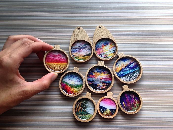 Lush Embroidery Hoop Art Of Landscapes In Vivid Colors By Vera Shimunia 19