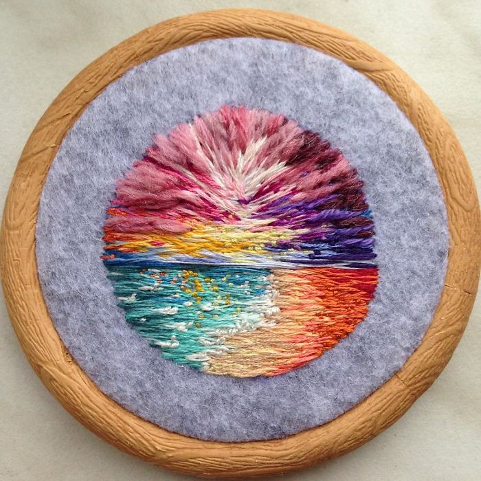 Lush Embroidery Hoop Art Of Landscapes In Vivid Colors By Vera Shimunia 22