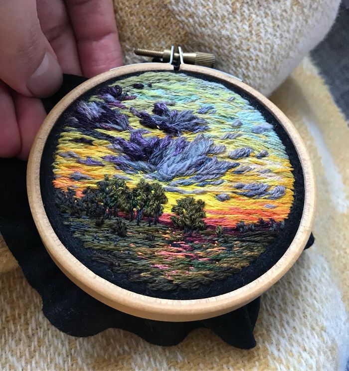 Lush Embroidery Hoop Art Of Landscapes In Vivid Colors By Vera Shimunia 25