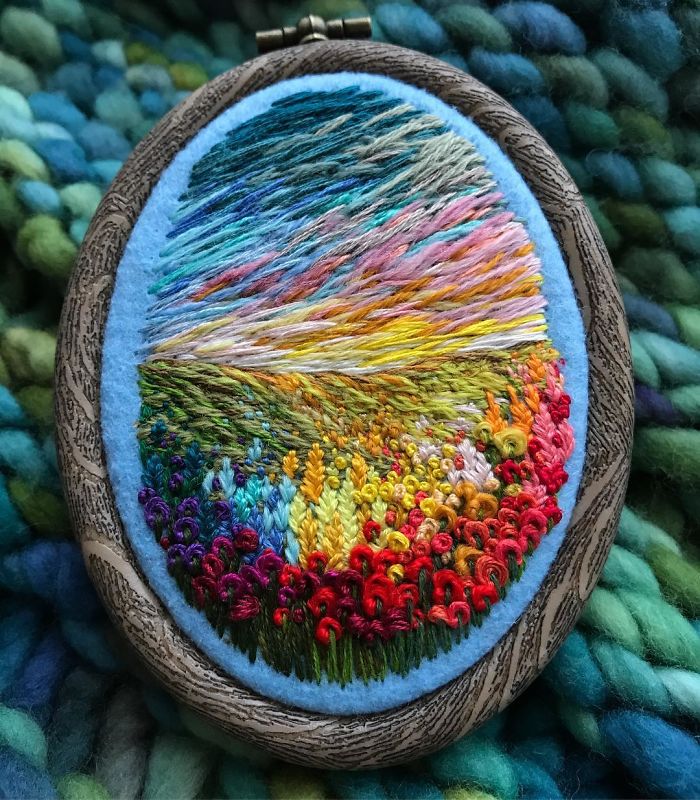 Lush Embroidery Hoop Art Of Landscapes In Vivid Colors By Vera Shimunia 30