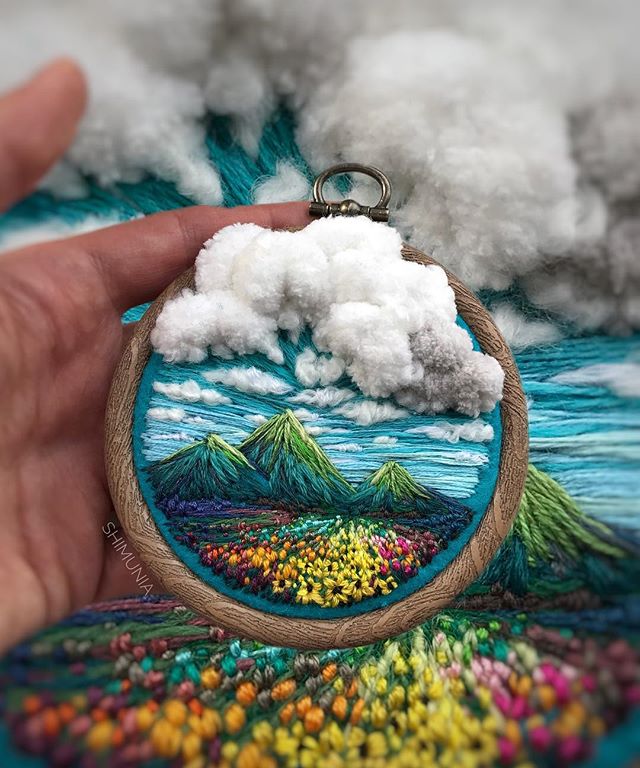 Lush Embroidery Hoop Art Of Landscapes In Vivid Colors By Vera Shimunia 34