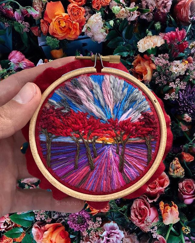 Lush Embroidery Hoop Art Of Landscapes In Vivid Colors By Vera Shimunia 35