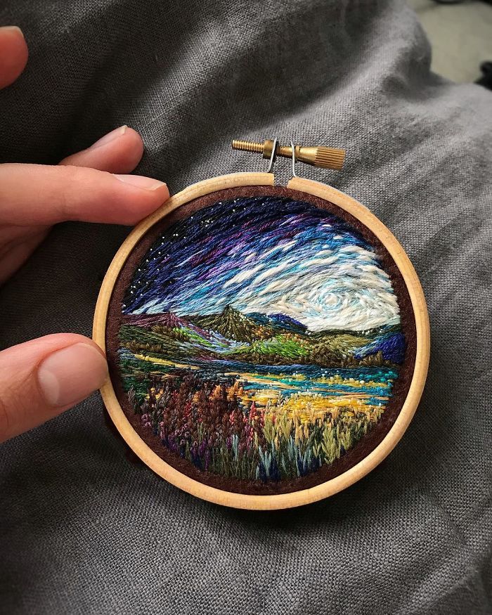 Lush Embroidery Hoop Art Of Landscapes In Vivid Colors By Vera Shimunia 7