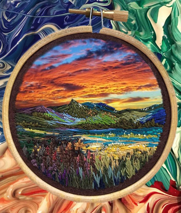 Lush Embroidery Hoop Art Of Landscapes In Vivid Colors By Vera Shimunia 9