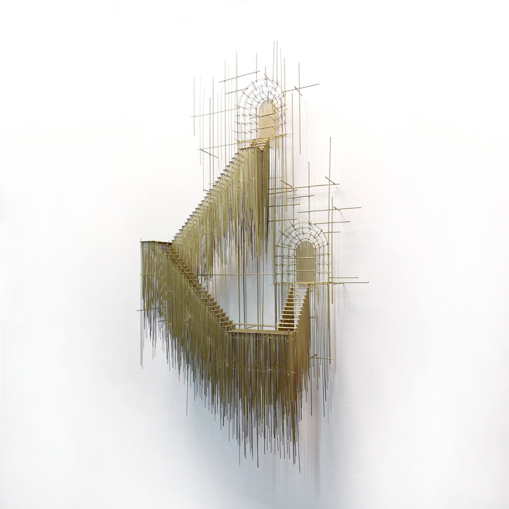Metal sketches architectural steel wire sculptures by David Moreno