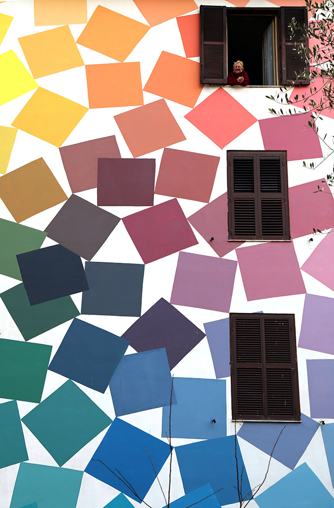 Prismatic Checkered Murals With Vivid And Contrasting Color Shades By Alberonero 17