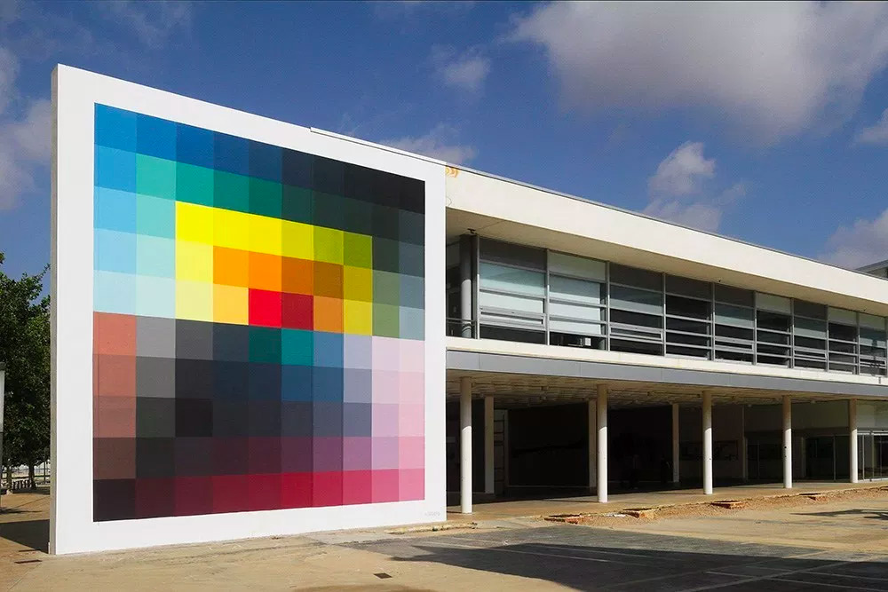 Prismatic Checkered Murals With Vivid And Contrasting Color Shades By Alberonero 5