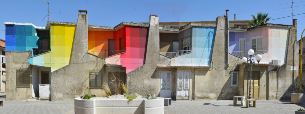 Prismatic Checkered Murals With Vivid And Contrasting Color Shades By Alberonero 7