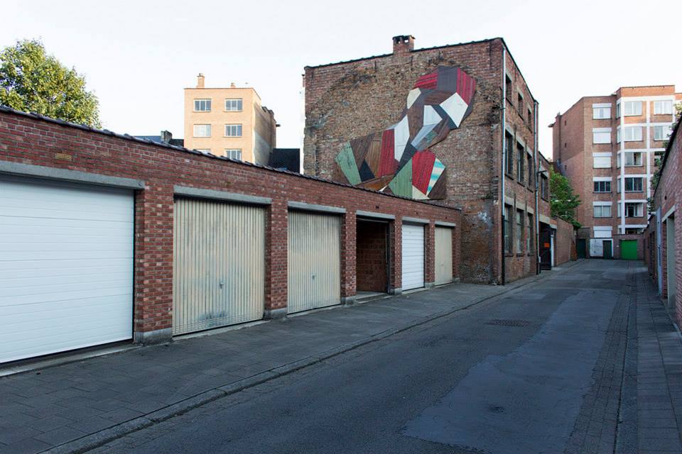 Strook Geometric Murals Of Figure Collages Made Of Old Doors And Pieces Of Furniture By Stefaan De Croock 10